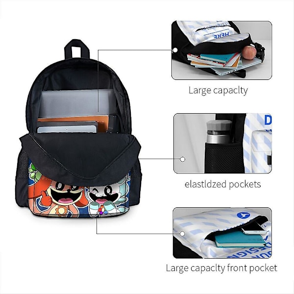 Ny Poppy's Playtime Kapittel 3 Smilende Critters Skolebag Student Ryggsekk Style 5