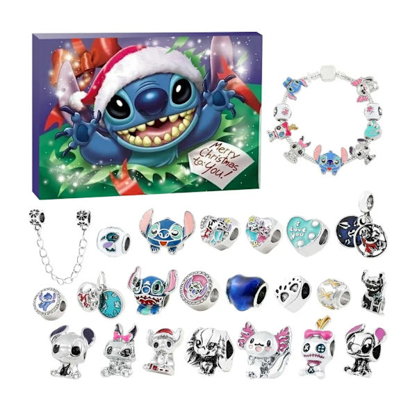 Adventskalender 2023 Jul DIY Charm Armband Nedräkningskalender med 2 Söta Armband 22 Unika Charm Smycken för Flickor style 5