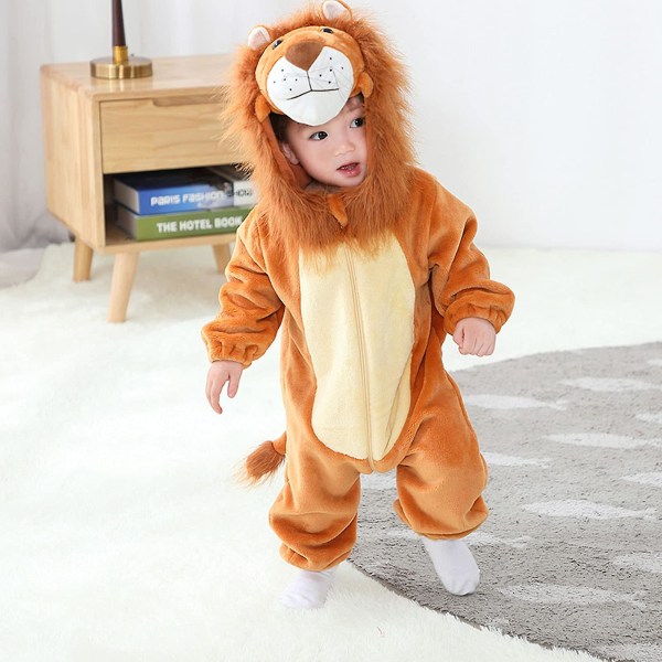 Reedca Taaperoiden dinosaurusasu lapsille, söpö hupullinen Onesie-eläinasu Halloween Male Lion 3-6 Months