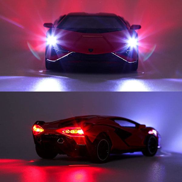 Leikkiauto Lambo Sian FKP37 Metallimalliauto Valoilla ja Äänellä Takana Pojille 3+ (Musta)