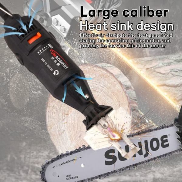 180W Cordless Chainsaw Sharpening Kit Handheld Electric Grinder Sharpening Tool Handheld Chain Sharpener (Black)