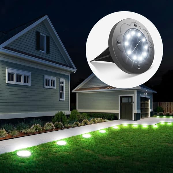 16-pack Solar Lights Outdoor IP65, 16 LED Ground Lights with Automatic On, White Light White candle, 4 pcs