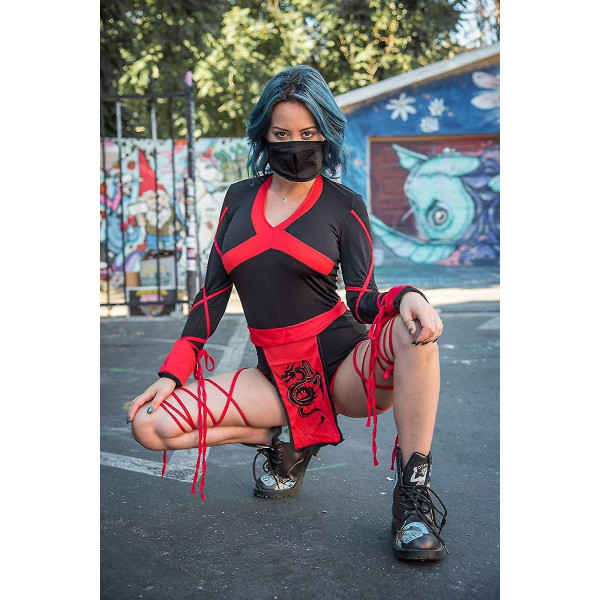 Kvinner Ninja Sexy Romper Halloween Cosplay kostymesett Fancy kjole antrekkssett 2XL