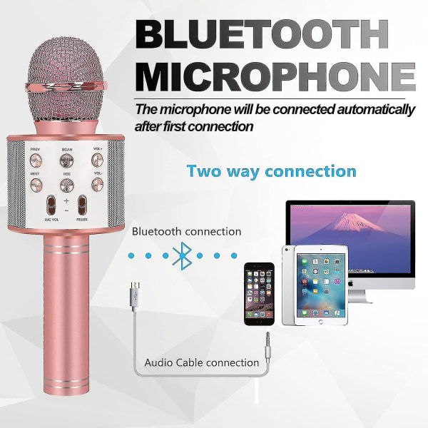 Syntymäpäivälahjat 6-15-vuotiaille tytöille ja pojille, Bluetooth-langaton karaoke-mikrofoni, juhlaväline teini-ikäisille pojille ja tytöille, lelut 4-12-vuotiaille