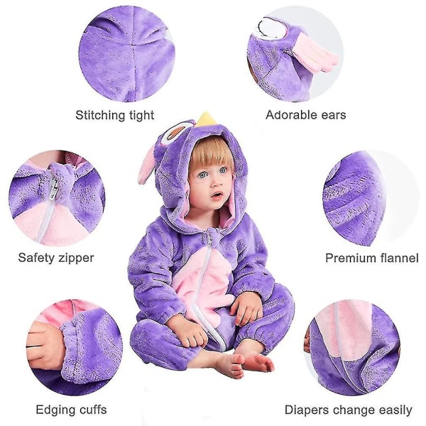 Unisex baby Vinter Höst Flanell Huva Romper Cosplay Owl 80