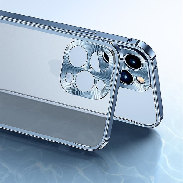 Metallramme frostet bakplate Ultratynn mobiltelefonveske kompatibel med Iphone11 12pro 13pro Max Blue iPhone 13 Mini