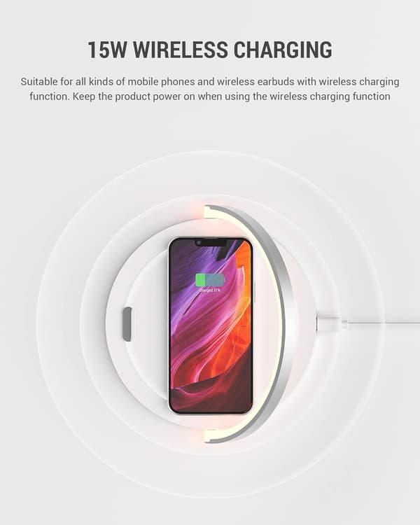 Wireless Charger Bedside Lamp, Touch Table Lamp, LED Night Light