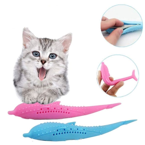2 stk kattetannbørste tannrengjøringsleketøy Silikon Molar Stick Catnip leketøy (a-5-f6)