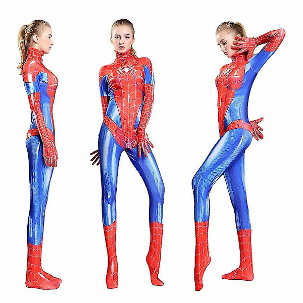 Spider Woman Jumpsuit Cosplay Kostym Spiderman Strumpbyxor Bodysuit . Ed Red XL