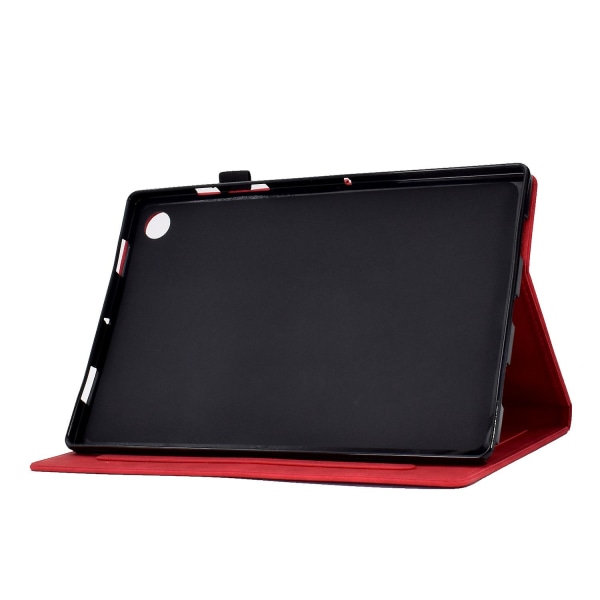 Täysi suoja tabletin kotelo Samsung Galaxy Tab A8 10.5 (2021) X200 / X205 Perhonen kukka kuvio painettu PU nahka ommeltu viiva Anti-drop T Red