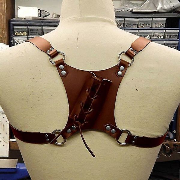 Aikuisten Vintage Cosplay -asu Nahkainen Selkätuppi Yhteensopiva miekan Katana-pidikkeen LARP keskiaikaisen sotaritarin roolileikkitarvikekotelon kanssa Brown