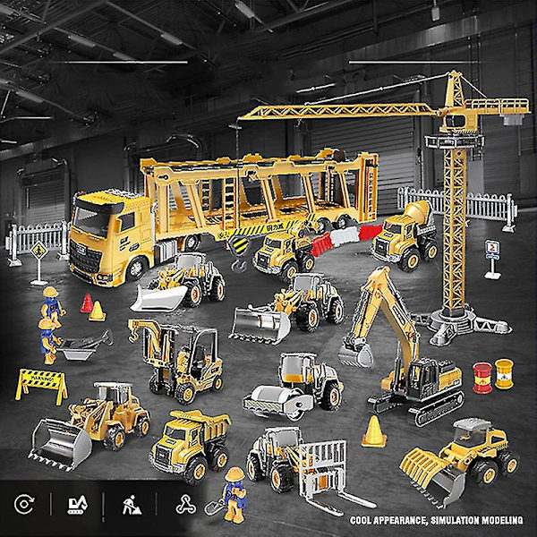 Alloy Engineering Bulldoser Kran Byggebil Tårn Designer For Gutter Lek Excavator Kjøretøy Biler Sett Leke For Barn bulldozer