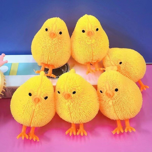 Gul Chick Squeeze Toy LED Light Up Ljusande Kul Mjuk Stress Relief TPR Animal Yellow Duck Puffer Squishes Toy Kids Supplies Chick