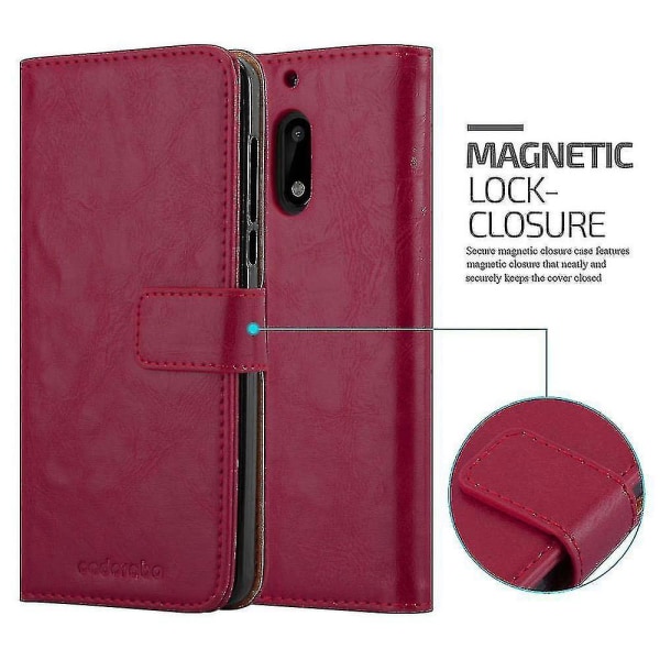 Case Nokia 6 2017 taitettavalle phone case - cover - jalustalla ja korttilokerolla Red
