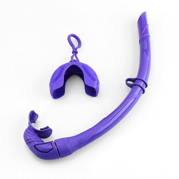 Silikone Foldbar Snorkel Med Kompakt Opbevaringskasse Kvinder Mænd Roll Up Snorkel Vådt ånderør til snorkling Purple