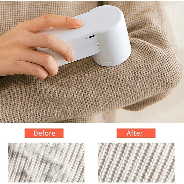 Dobbel beskyttelse elektrisk bærbar stoffbarberer og lo fjerner lo fjerner lo trimmer med USB ladekabel hvit White ‎13.6 x 7.3 x 5.9 cm