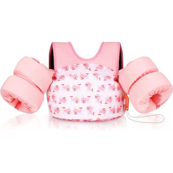 Baby Kids Life Jacket, Swimming Training Life Jacket with Floating Sleeves, Cute Pattern Survival Vest with Adjustable Strap Safety Buckle