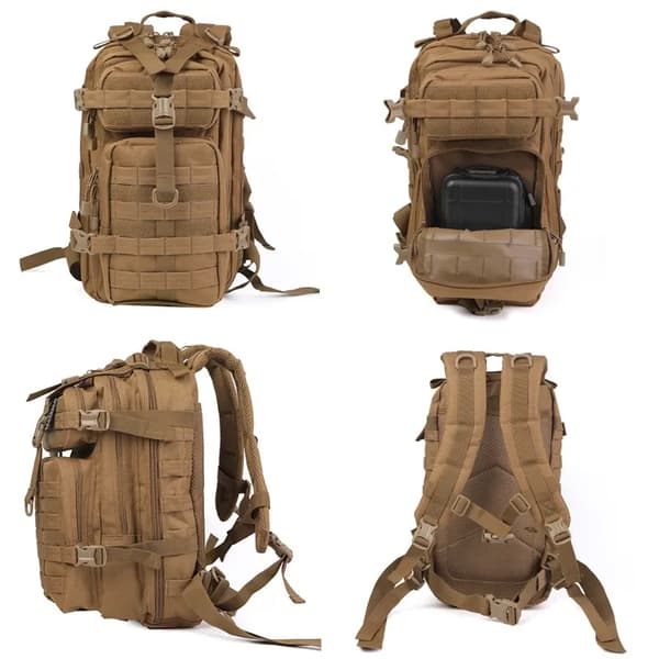 Expandable 30L Tactical Backpack - MOLLE Army Backpack for Travel & Outdoors[JUN] Black Multicam