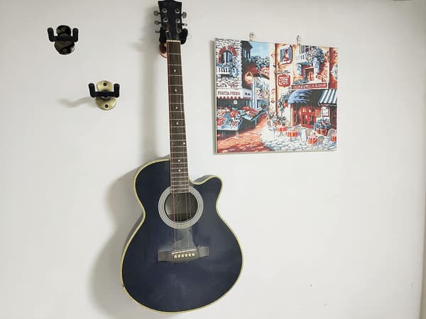 2-pack gitarrväggfäste med skyddande skum passar olika huvudstockar/elgitarr/ukulele/banjo/bas - Svart