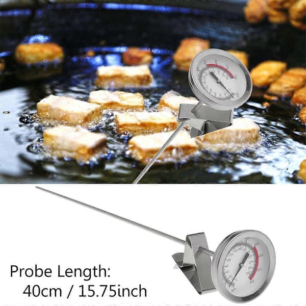 40 cm lang sonde rustfrit stål frituretermometer til pommes frites