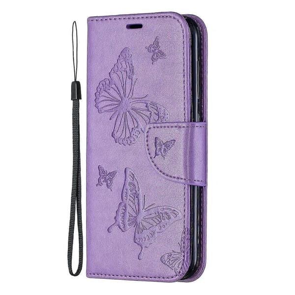 Imprint Butterfly Læderpung Etui til Nokia 4.2 - Grøn Multicolor Purple