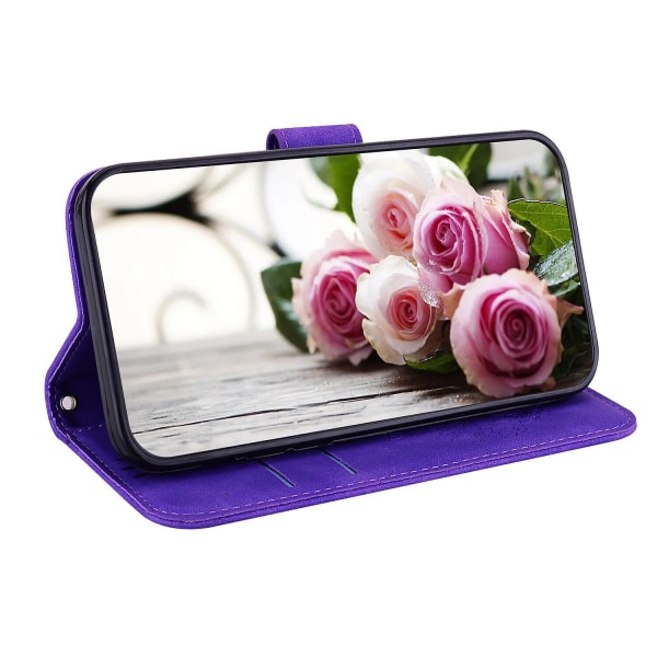 Case För Samsung Galaxy A23 5g Cover Coque Butterfly And Rose Magnetic Wallet Pu Premium Läder Flip Card Holder Phone case - Gul Purple