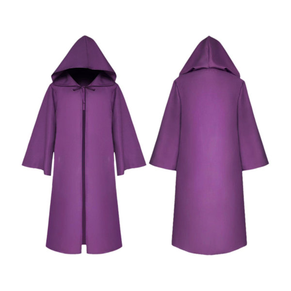 Halloween-kappe med hette Unisex Barn Kappe Rolle Cosplay Lang Kappe Gotiske Kostymer Yttertøy Solid Middelaldersk Kappe Halloweenfestrekvisitt Purple L