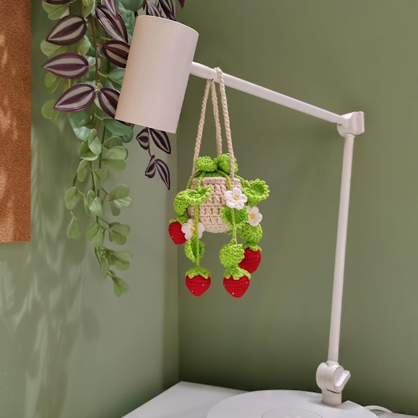 Uusi rajat ylittävä myydyin auton taustapeilin kasvi mansikka hedelmä koristeet auton sisustus käsintehdyt käsityöt Fluorescent Green
