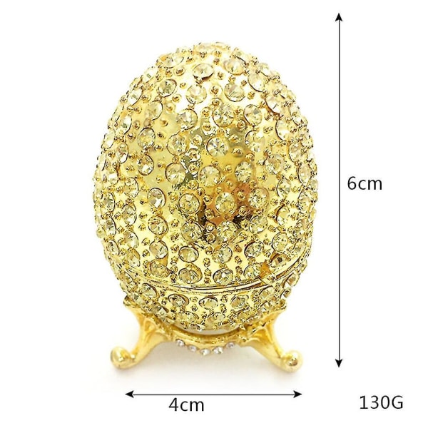 Krytsal Emalje Påske Faberge Egg Smykkeskrin Ring Øredobber Russian Case Hk Gold 6x4cm