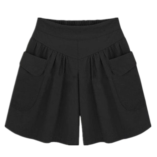 Naisten keskivyötärö Suurikokoiset lyhyet housut Pehmeät mukavat juoksuhousut ulkoiluun -4 Black XL