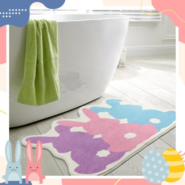 Easter Cute Bunny Series Skridsikkert tæppe Badeværelse Stue Festlig dekorativ gulvmåtte NUO0291