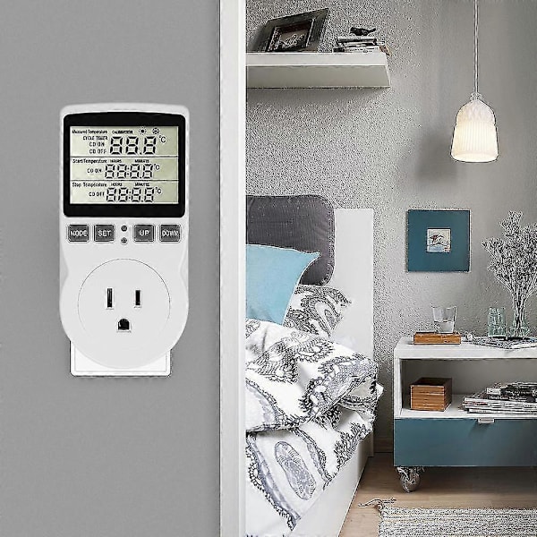 Digital temperaturregulator strømstik med timer, EU-stik UK