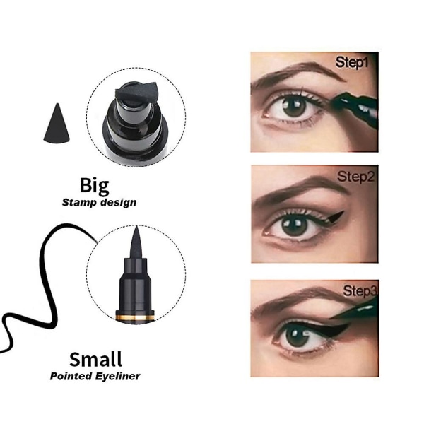 2 i 1 Eyeliner Cat Eye Stamp & Filt-Tip Vandtæt Eyeliner Pen Dual Ended Liquid Pen