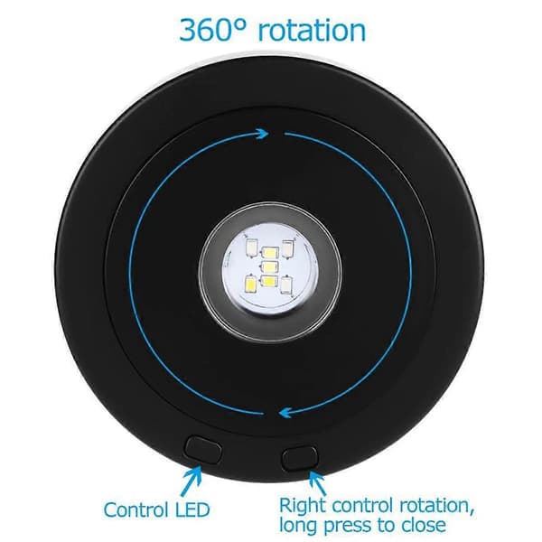 LED roterende displaystanderbase til krystaller, belyst base (sort) Black