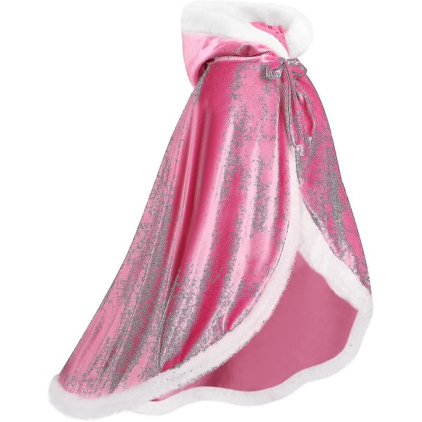 Vendbar kappe til voksne og børn, påske nytår kappe fancy kjole Vampyr Heks Troldmand Rollespil Kappe-zong Pink 110cm