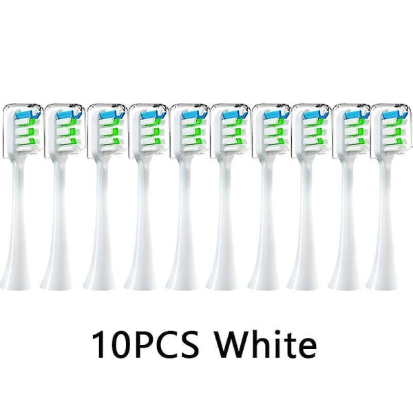 10 stk erstatningsbørstehoder Dupont Soft Egnet Vakuum Sunn Bustdyser For Soocas X3/x3u/x5 Sonic elektrisk tannbørste 10White