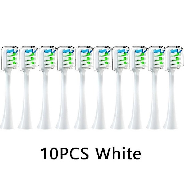 10 stk. udskiftningsbørstehoveder Dupont Soft Egnet Vakuum Sundhed Tandbørste Børstemundstykker Kompatibel med Soocas X3/x3u/x5 Sonic Elektrisk Tandbørste 10White