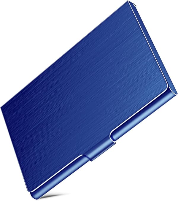 Visitkortshållare, slim case, Pocket Metal case blue