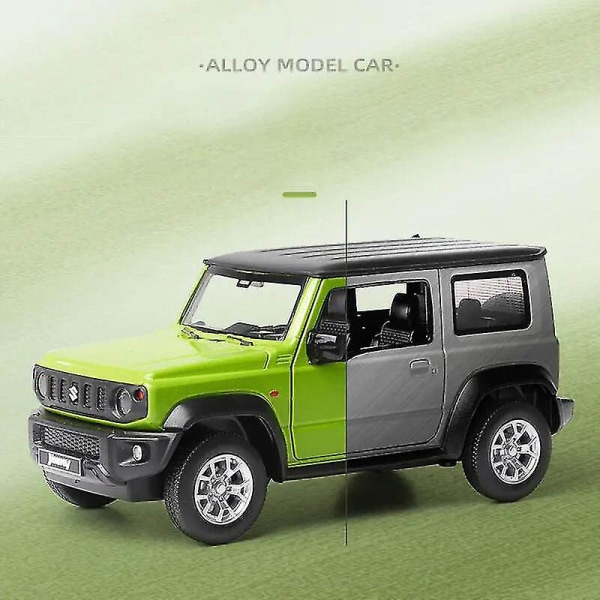 Ny 1:26 Suzuki Jimny Suv Diecast &amp; Legetøj Metal terrængående køretøj Bilmodel Simulering Lyd Lys Børnelegetøj Julegave green