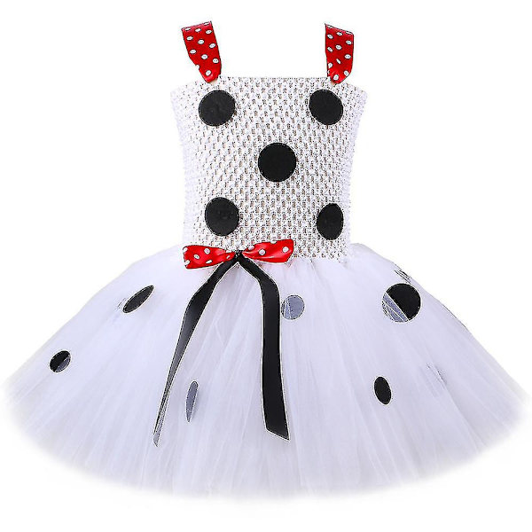 Flickans Cruella De Vil Tutu Klänning Polka Dot Dalmatiner Skurk Halloween Kostym För Barn Fint Karneval Party Kläder Outfit 10-12Y