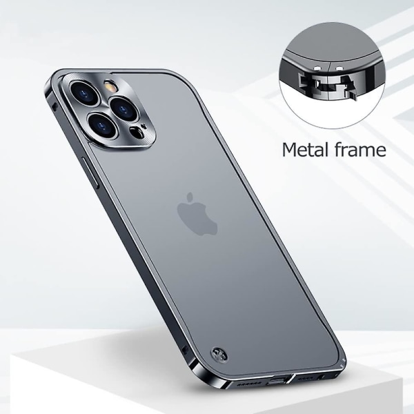 Metallram Frostad ryggplatta Ultratunt phone case kompatibelt med Iphone11 12pro 13pro Max Blue iPhone 13 Pro Max