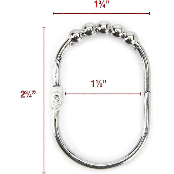 Breda Duschdraperikrokar, Rostfritt Stål, 12-pack Polished Chrome