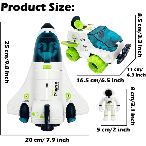 Rymdleksaker för barn 3 4 5 6 7 8 år gamla pojkar Rymdfärja Äventyr Astronautleksaker Rymdskepp Raket Rover STEM Leksak med Ljus Ljud Lekset för flicka