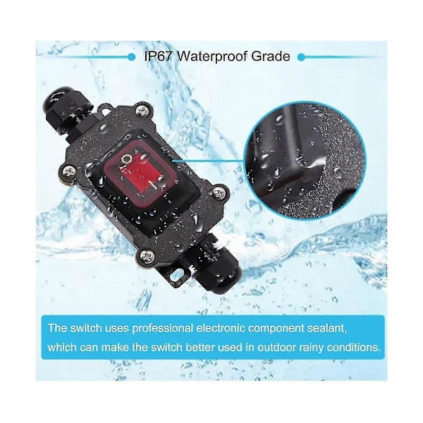 IP67 Waterproof Inline Switch 12V DC - 20A High Current Waterproof Switch for Outdoor Applications