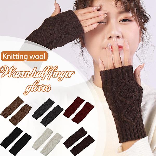 Vinter Halvfinger Strikede Handsker Hold Varme Bløde Hudvenlige Udendørs Håndvarmere Strikede Vanter Dark Gray