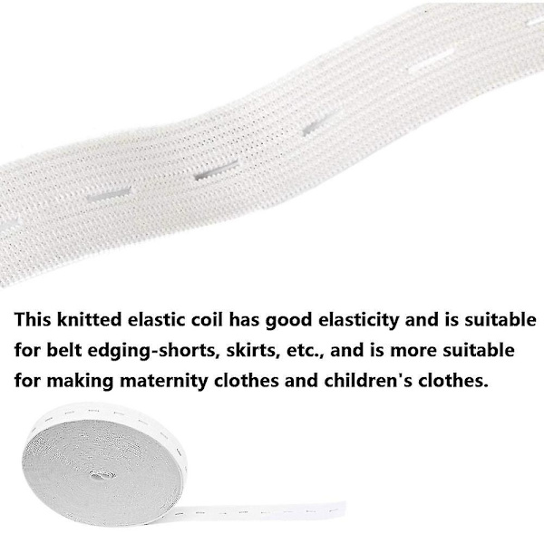 Elastisk bånd med knapphull for bukseknappforlengere, justerbart White