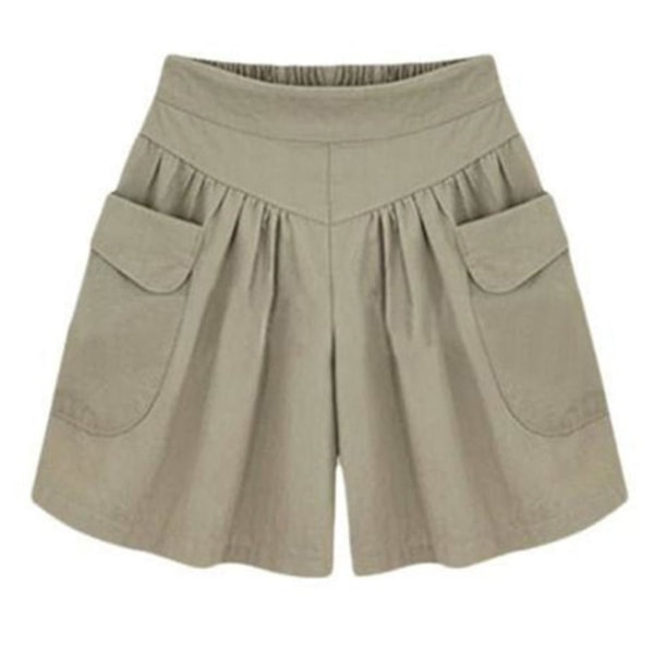 Kvinder mellemtalje Stor størrelse korte bukser Bløde komfortable løbebukser til udendørs shopping-4 Apricot XL