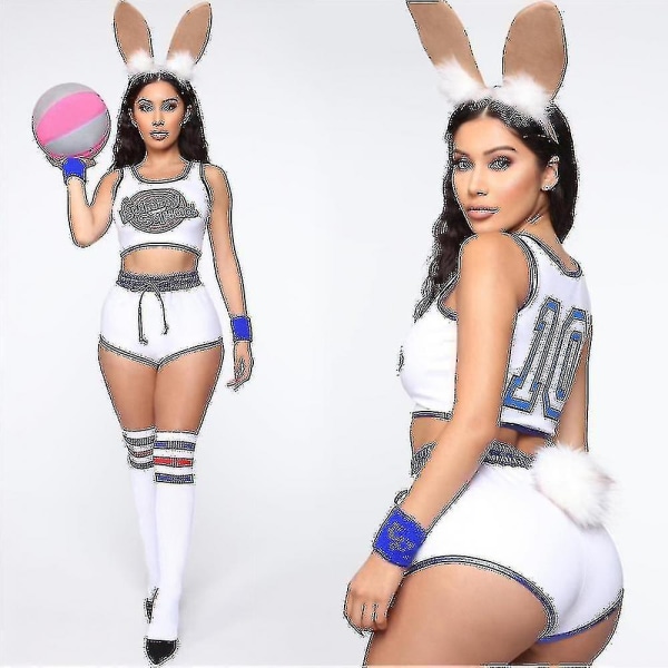 Space Lola Bunny Bunny Cosplay Kostym Bunny Bunny Jam Dräkt Kvinnlig Flicka Halloween Party Kostym Top Shorts Set XXL