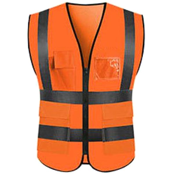 Mænd Refleksvest Højsynsvest Sikkerhedsarbejdsjakke Orange L