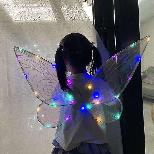 Fairy Wings Light Up Butterfly Wings Sparkly Led Fairy Wings Halloween Jul Födelsedag Cosplay present till barn Purple